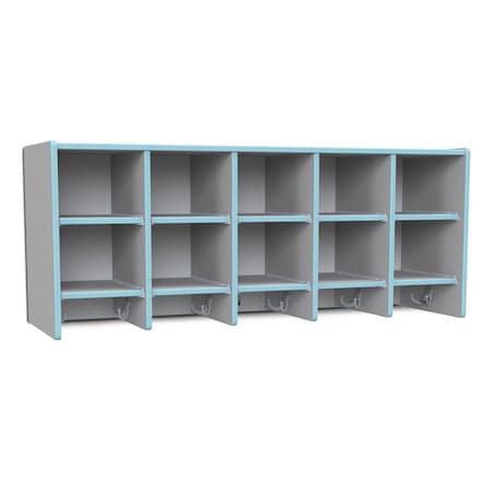 Jonti-Craft Rainbow Accents 10 Section Wall Mount Coat Locker, without Trays, Coastal Blue 0770JC131